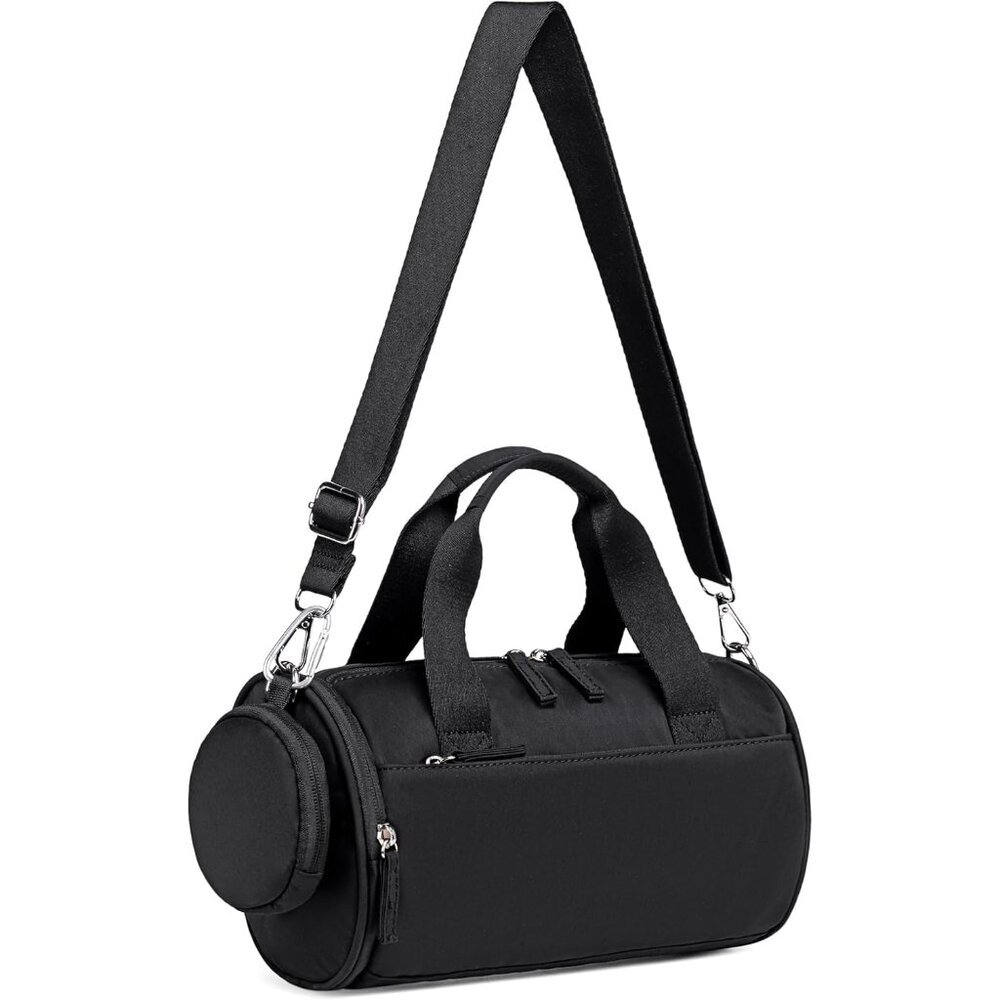Stylish Black Mini Workout Bag - Lightweight Duffle with Adjustable Straps